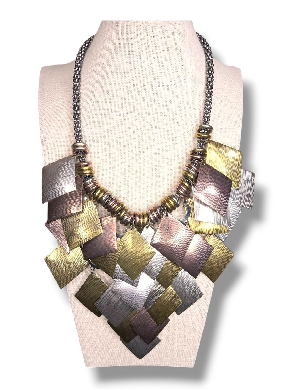 You And I Brand Southwest Tribal Layered Necklace Silver And Bronze Tone 20”